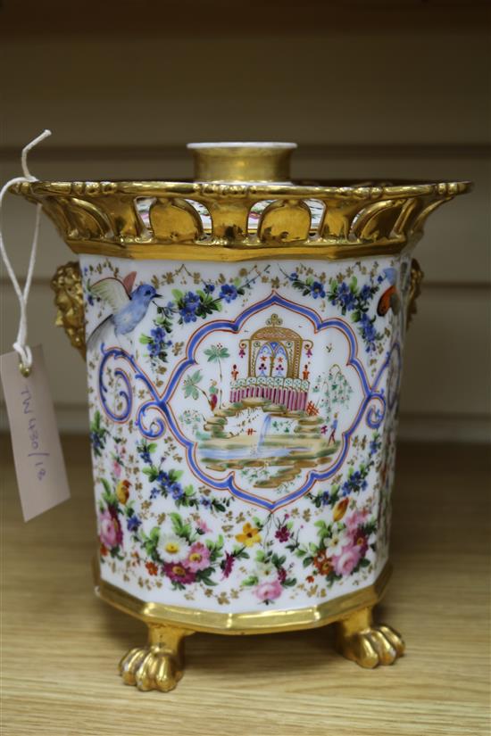 A Paris porcelain chinoiserie bough pot, mid 19th century 21cm.